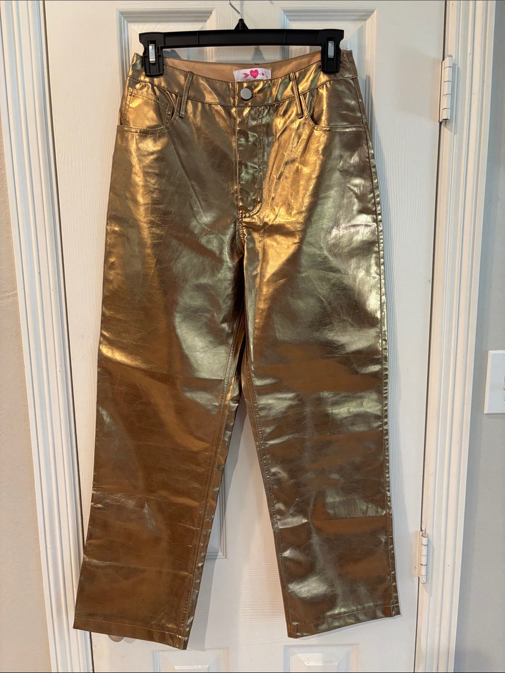 Buddy Love Metallic Gold Straight-Leg Pants - size 26